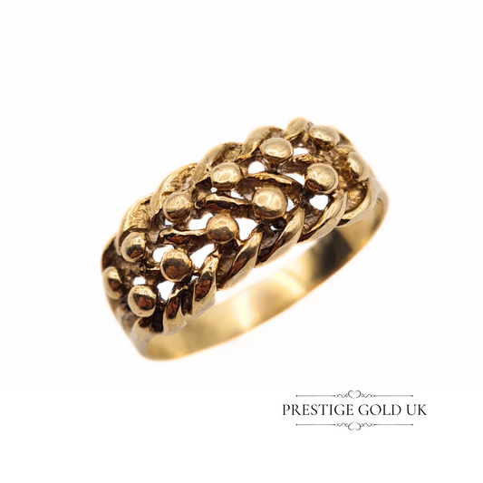 9ct Small Gold Keeper Ring -  Solid Gold Pinky Ring UK K 1/2 - US  5 1/2