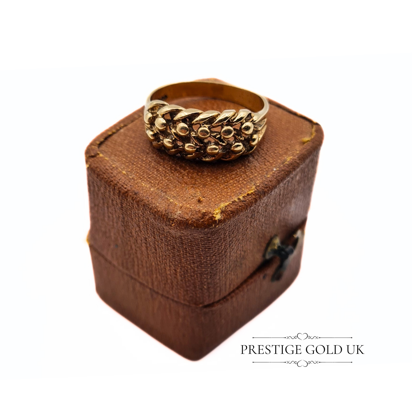 9ct Small Gold Keeper Ring -  Solid Gold Pinky Ring UK K 1/2 - US  5 1/2