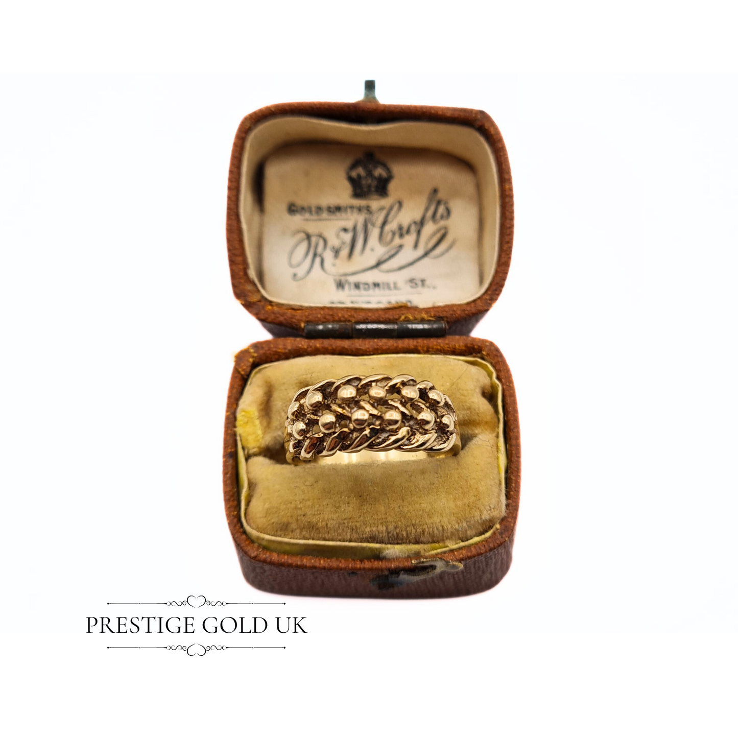 9ct Small Gold Keeper Ring -  Solid Gold Pinky Ring UK K 1/2 - US  5 1/2