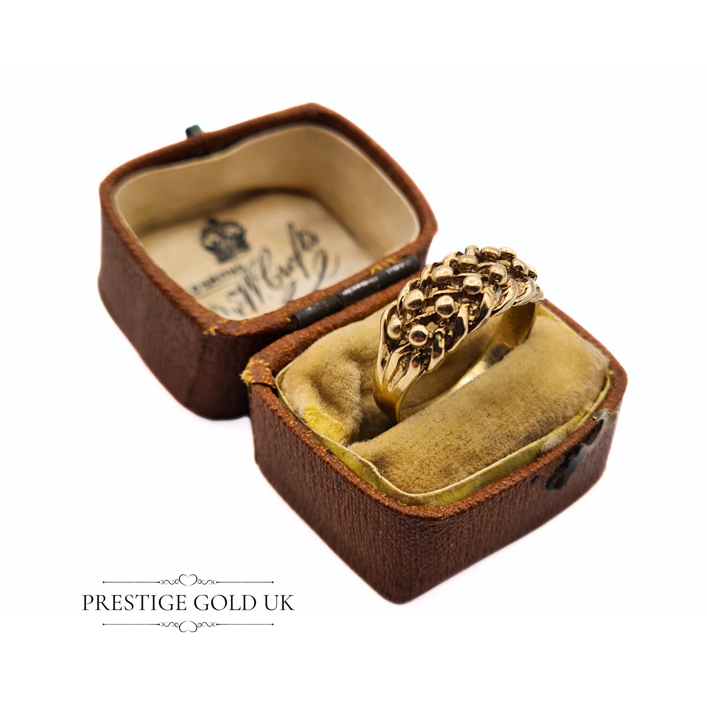 9ct Small Gold Keeper Ring -  Solid Gold Pinky Ring UK K 1/2 - US  5 1/2