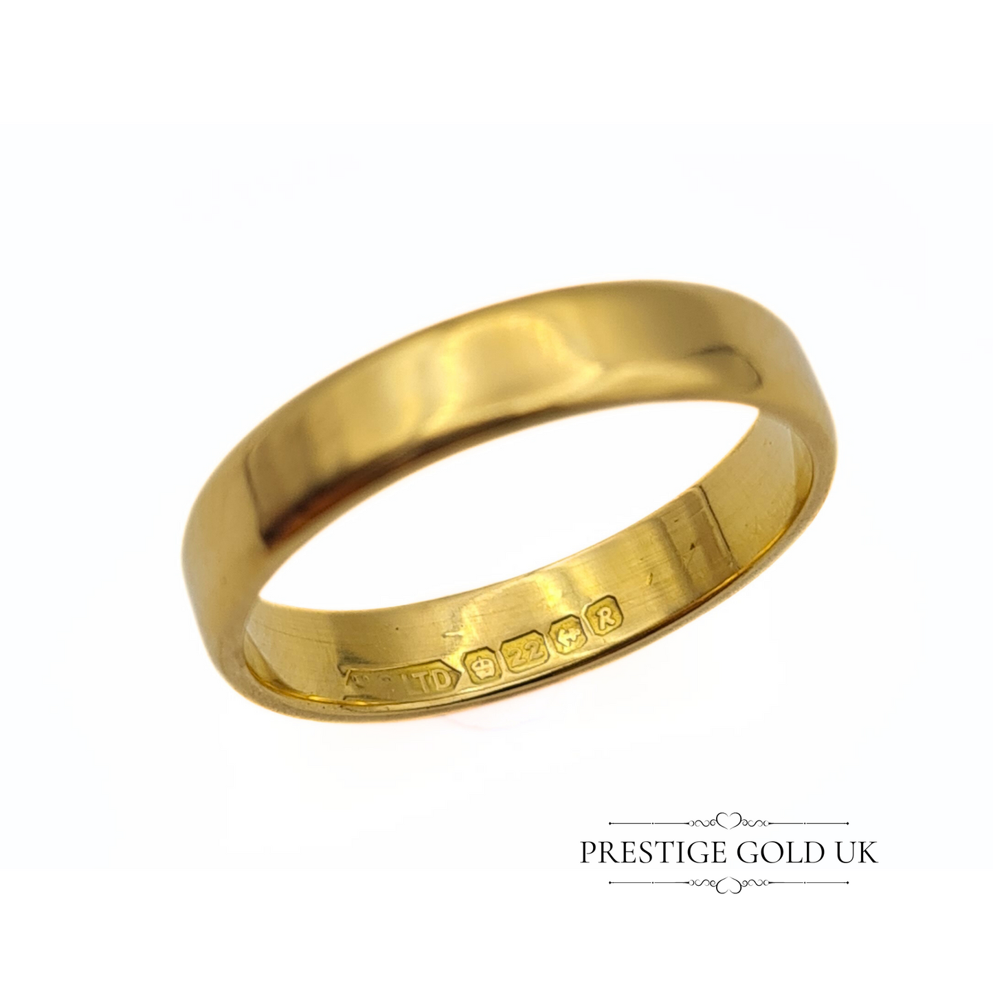 22ct Gold Dainty Gold Wedding Ring  1960's Plain Band -  Size UK L , US  5 1/2