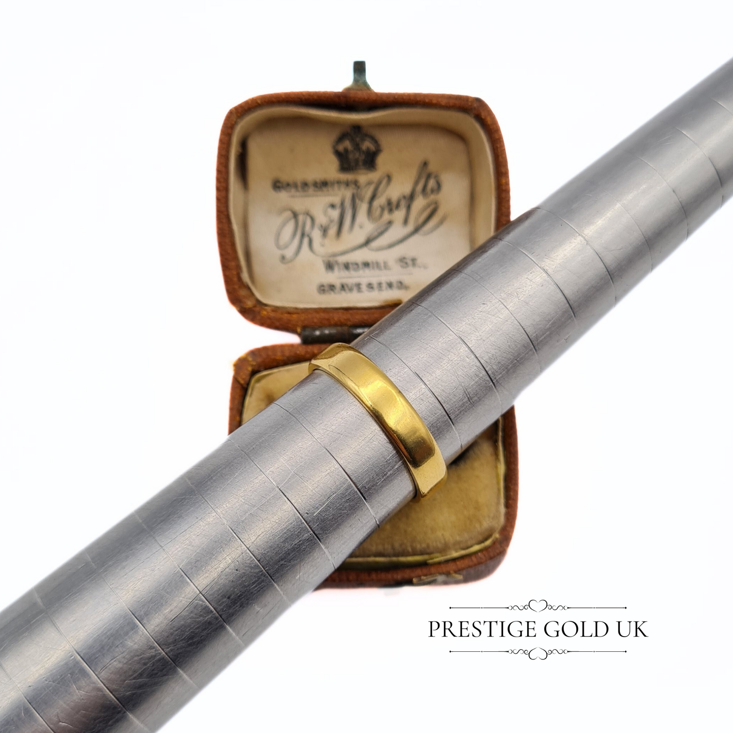 22ct Gold Dainty Gold Wedding Ring  1960's Plain Band -  Size UK L , US  5 1/2