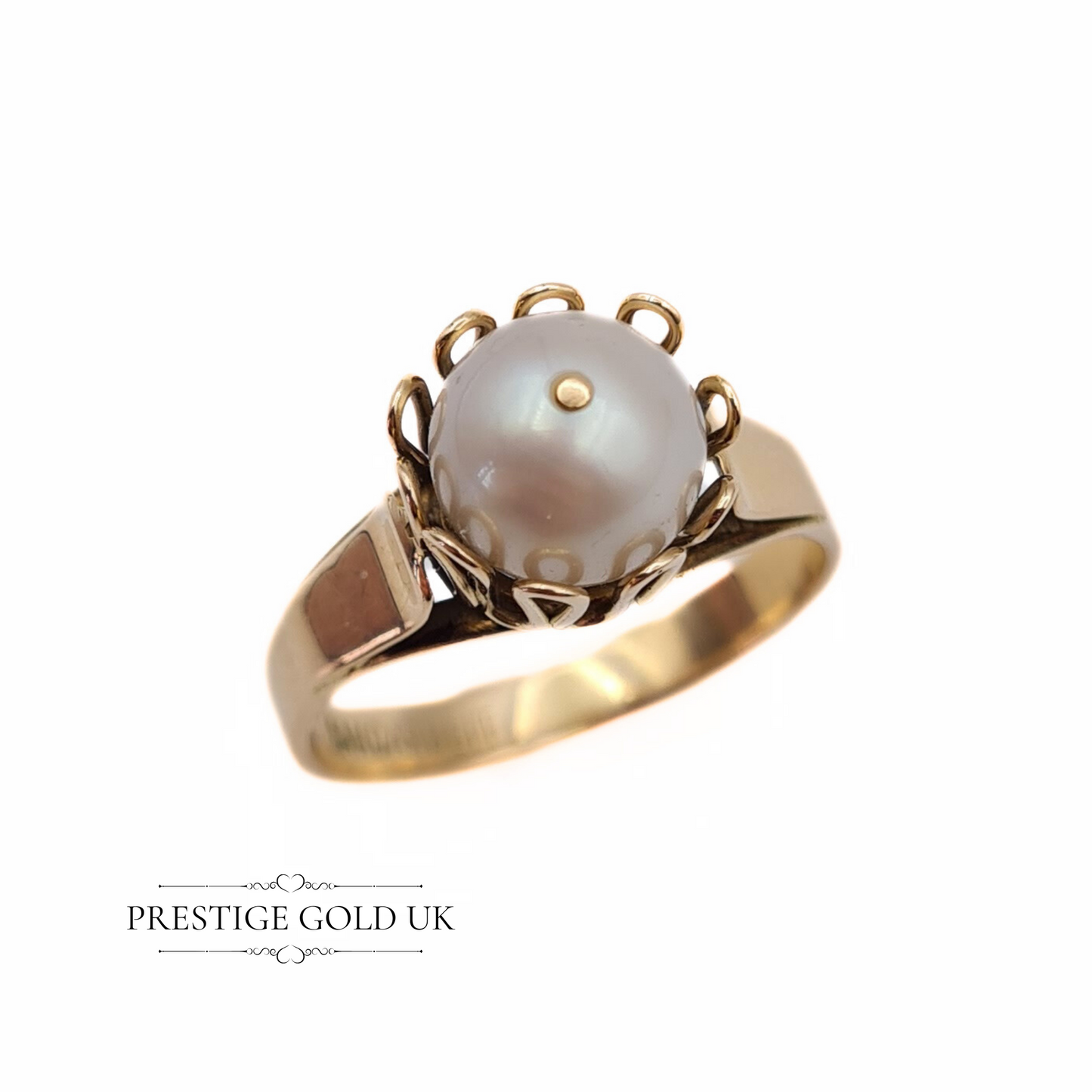 14ct Gold Cultured Pearl Solitaire Ring 14ct - Size UK R, US 8 1/2, Euro 58