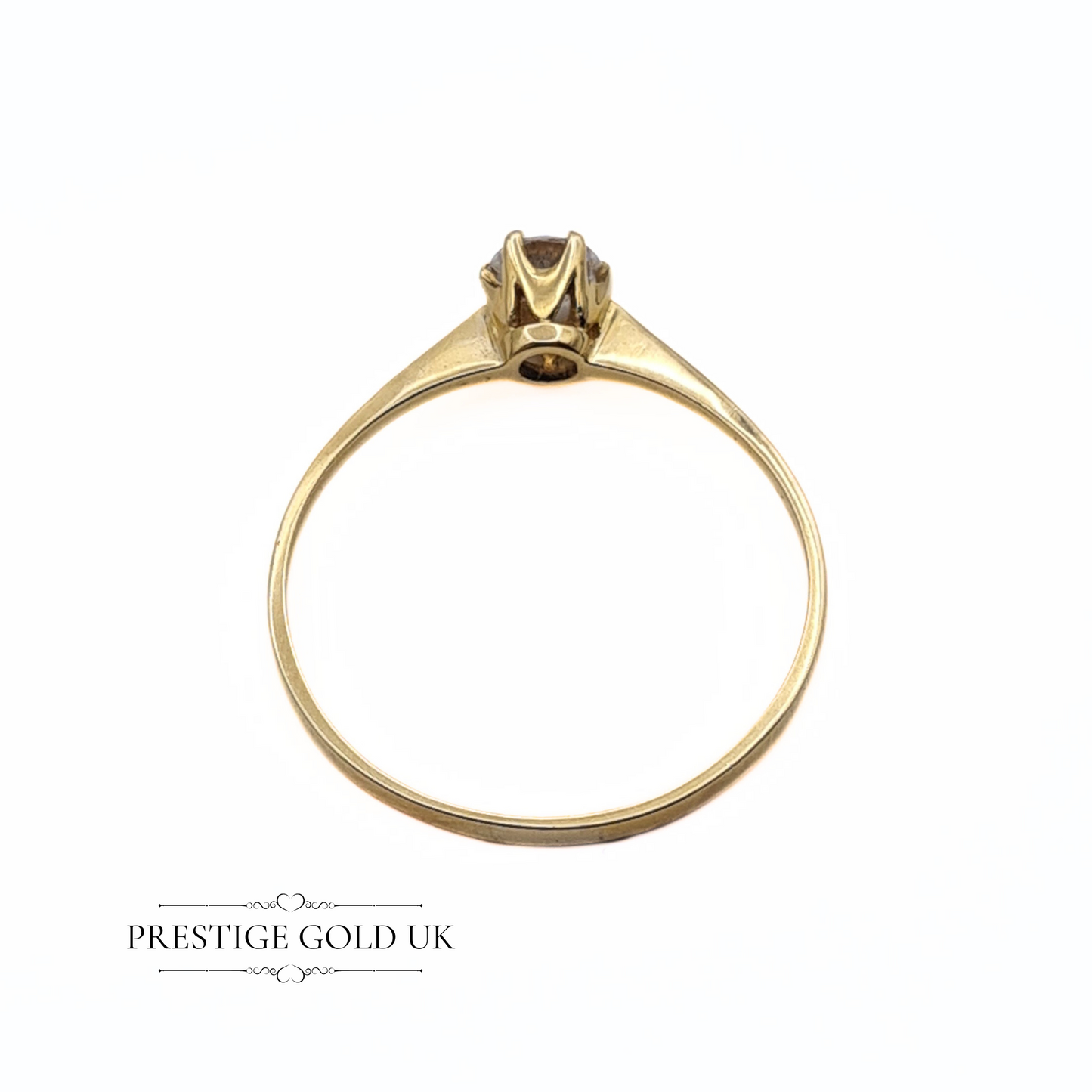 Dainty 9ct Gold Solitaire CZ Ring - Size UK N, US 6 1/2, Euro 53.5