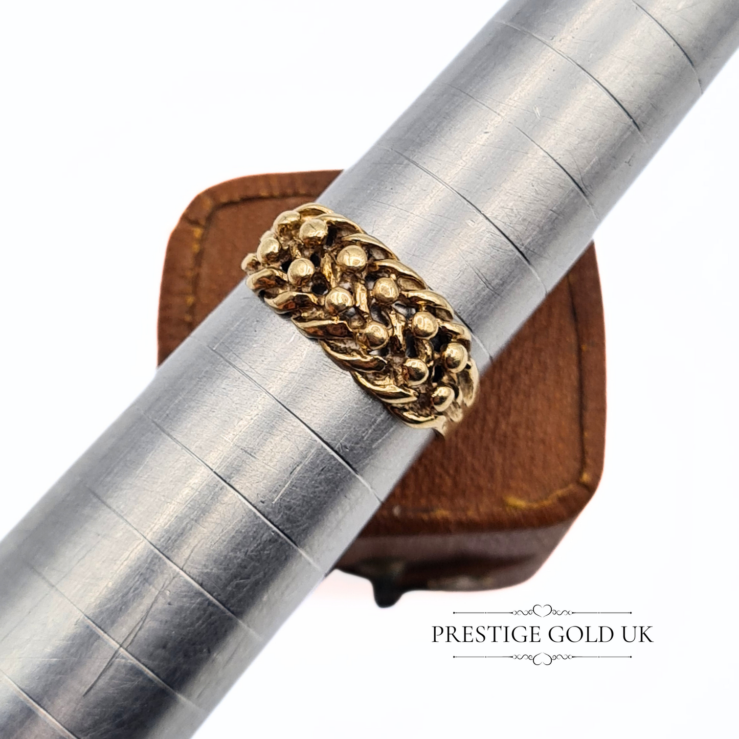 9ct Small Gold Keeper Ring -  Solid Gold Pinky Ring UK K 1/2 - US  5 1/2