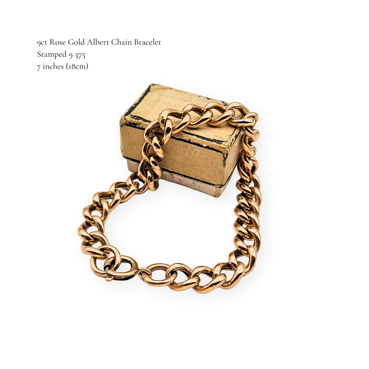 7 Inch 9ct Rose Gold Albert Chain Bracelet or Extender 18cm