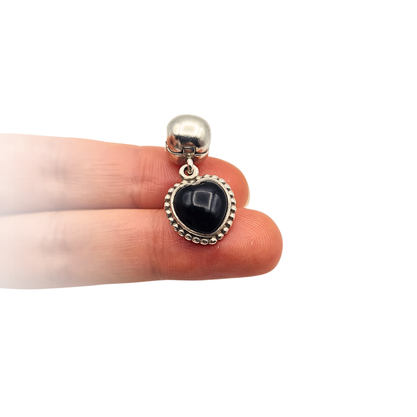 Rare Pandora Mi Amor Onyx Heart Dangle Charm ALE Retired 791046ON