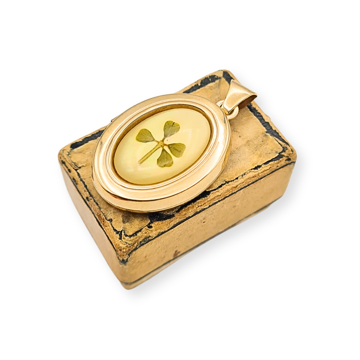 9ct Gold Four Leaf Clover Locket Lucky Clover Pendant British Hallmarked