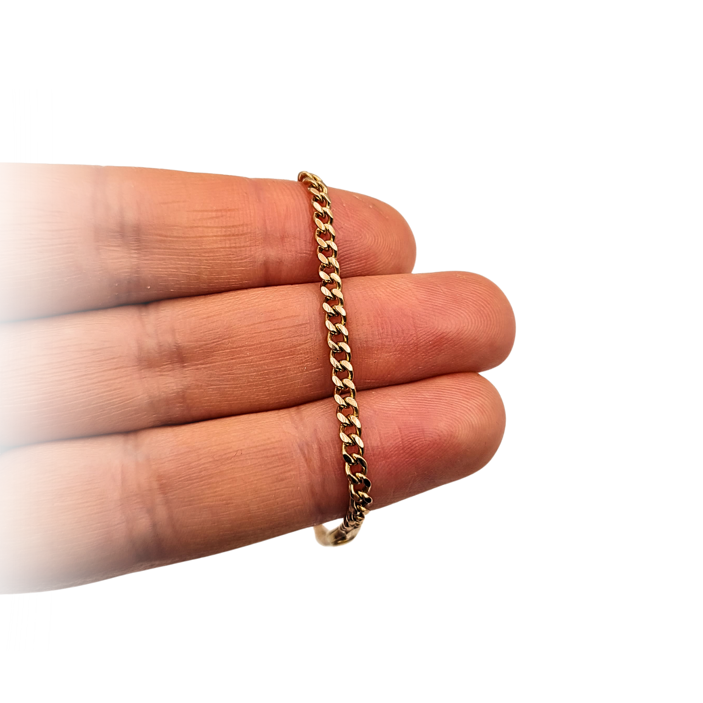7" Quality  9ct Rose Gold Curb Bracelet, 18cm, Solid Chain