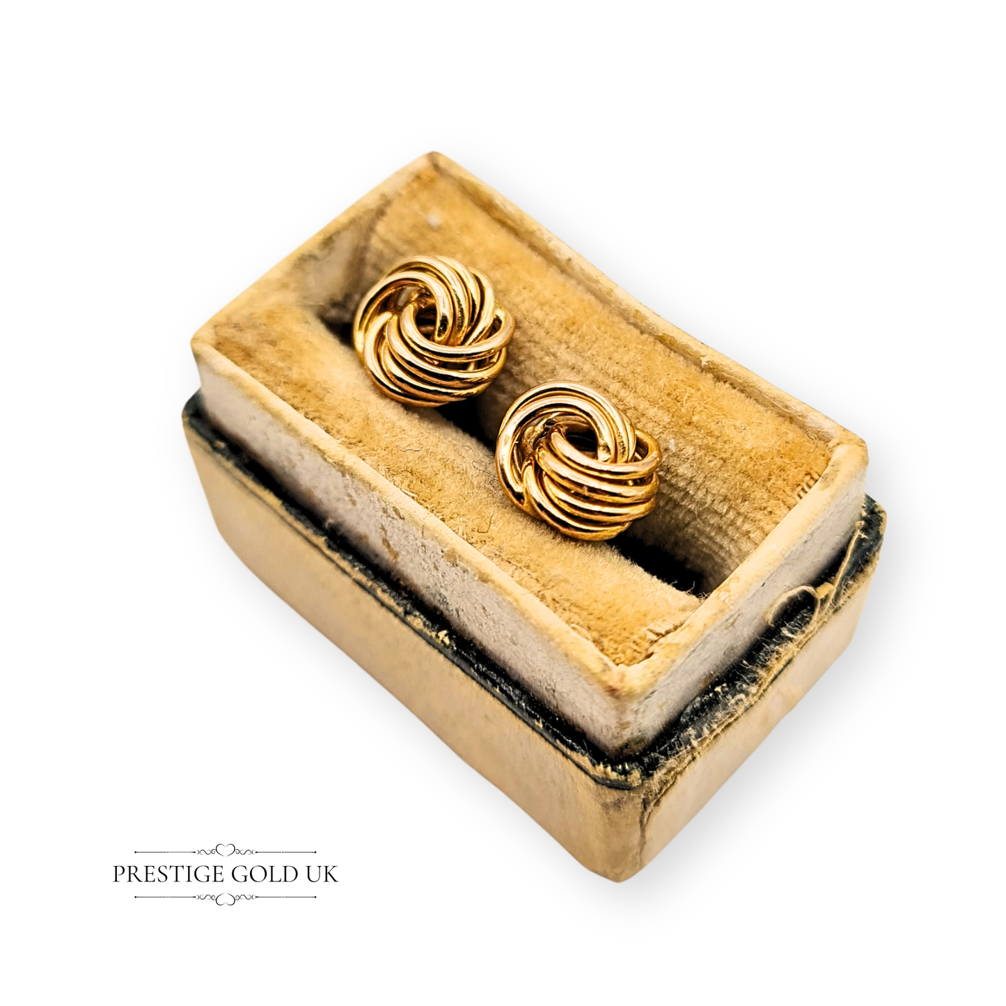 9ct Gold Knot Stud Earrings, Vintage Woolmark Knot Earrings With Butterfly Backs