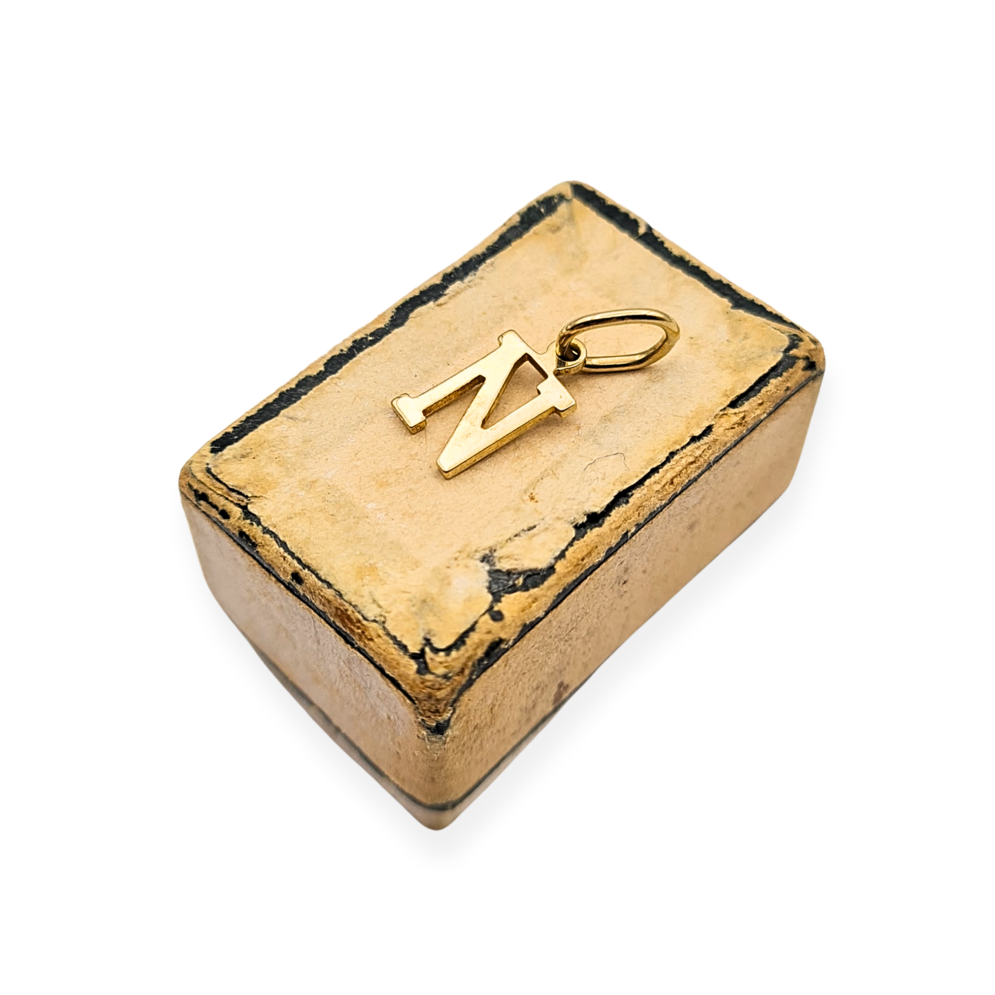 Small 9ct Gold Letter N Pendant, Dainty 10mm, 0.29g