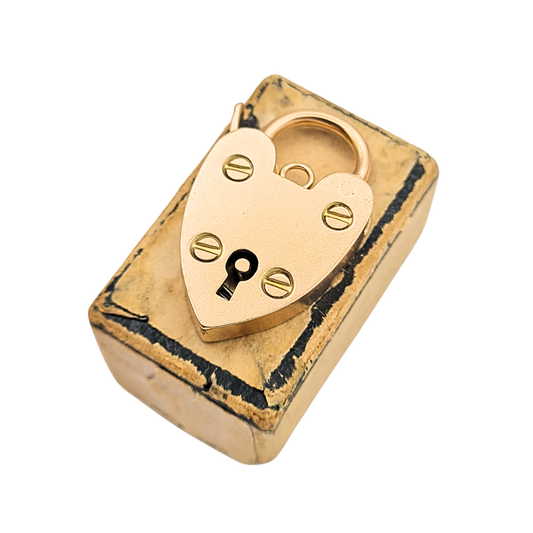 9ct rose gold heart padlock clasp antique style JGS solid gold opening lock
