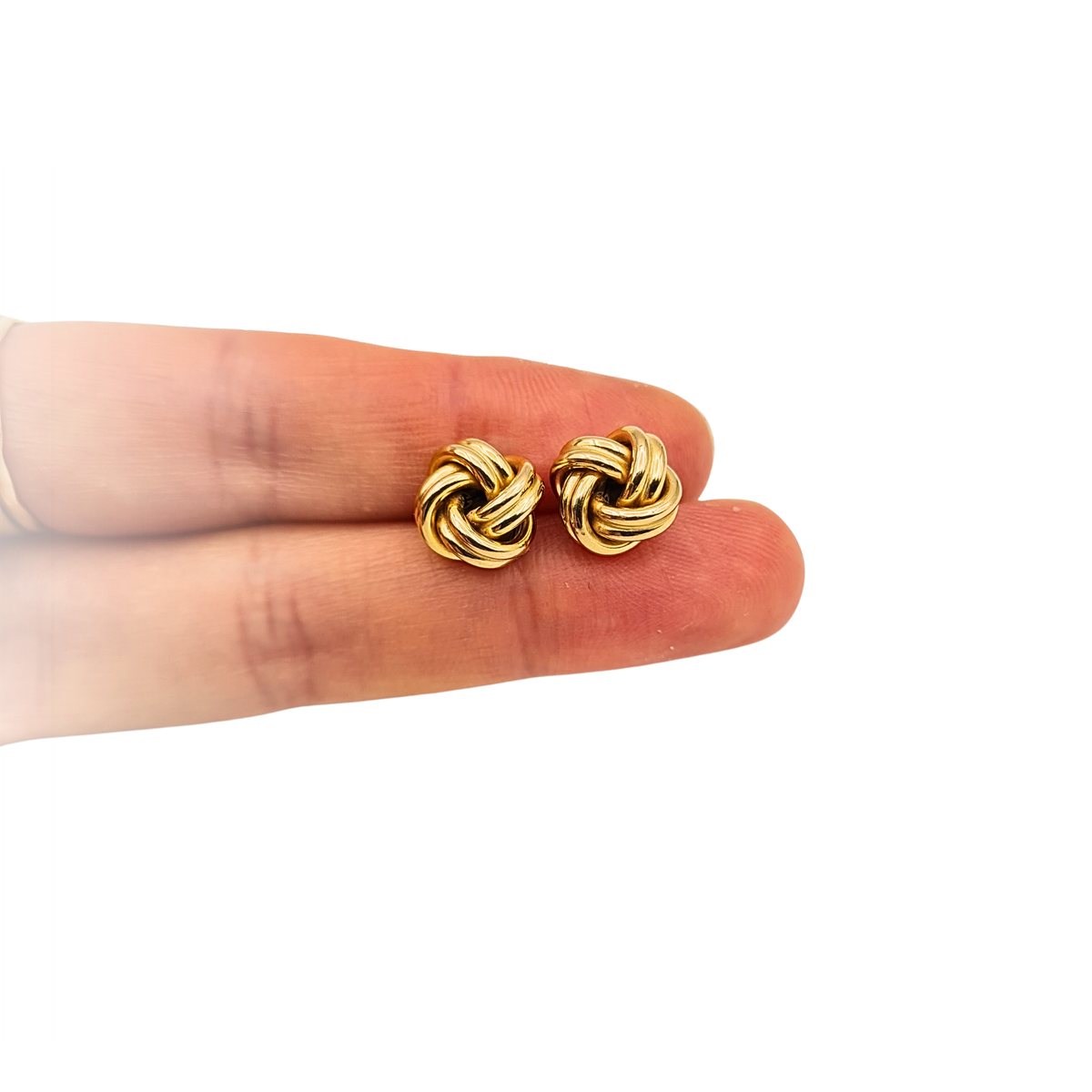 9ct Gold Twin Wire Knot Stud Earrings,  British Hallmarked Gold