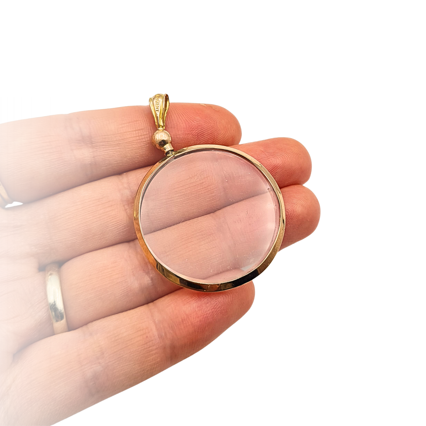 Antique 1909 Birmingham 9ct Rose Gold Round Glass Photo Locket Pendant