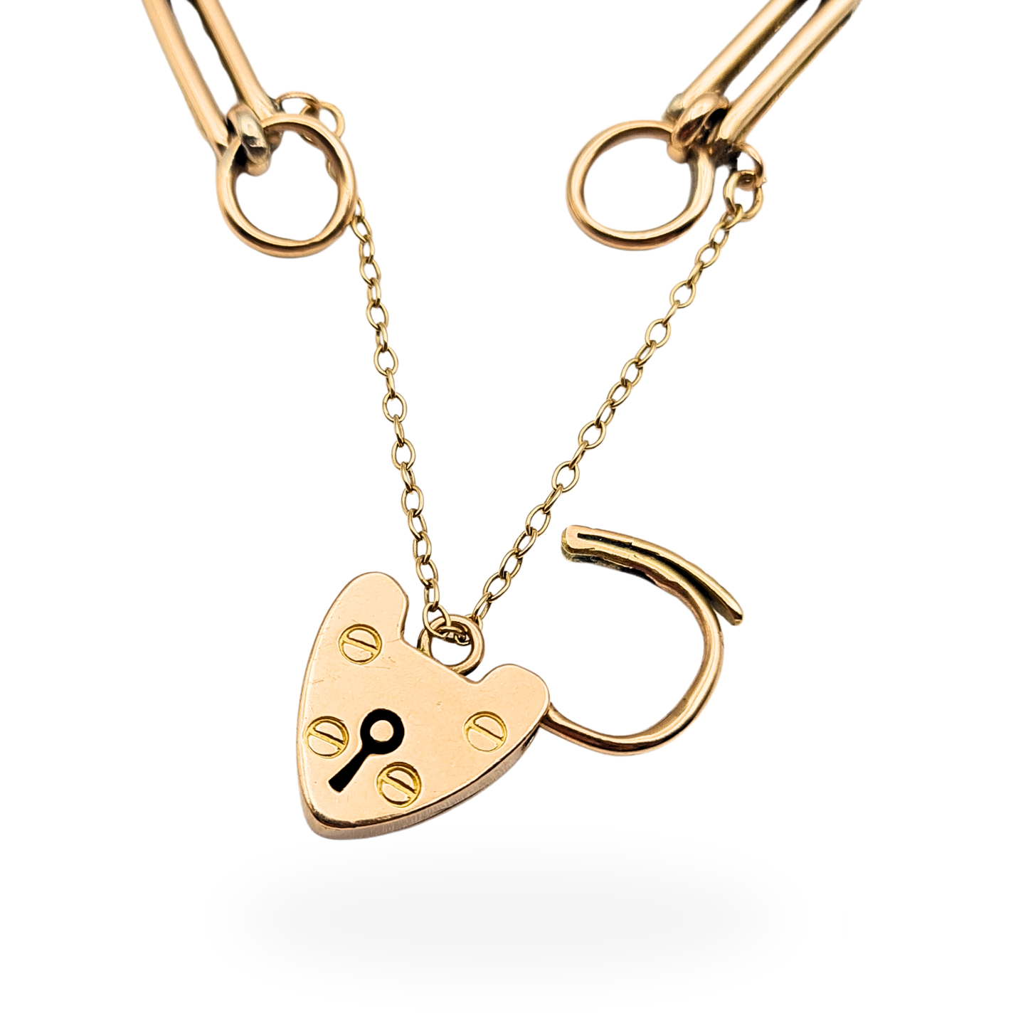 Antique 9ct Rose Gold Turquoise Pearl Gate Bracelet, 1904, 7½ inches long