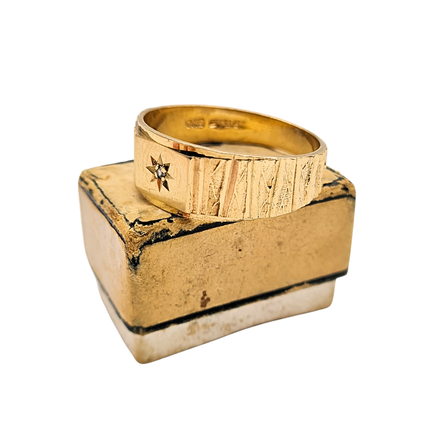 9ct Gold Diamond Signet Ring, Birmingham 1979, UK V 1/2