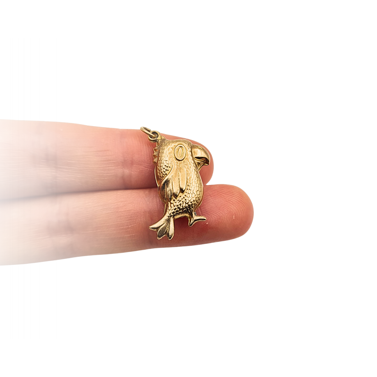 Vintage 9ct Gold Puffy Parrot Charm Pendant Birmingham Hallmark 1982