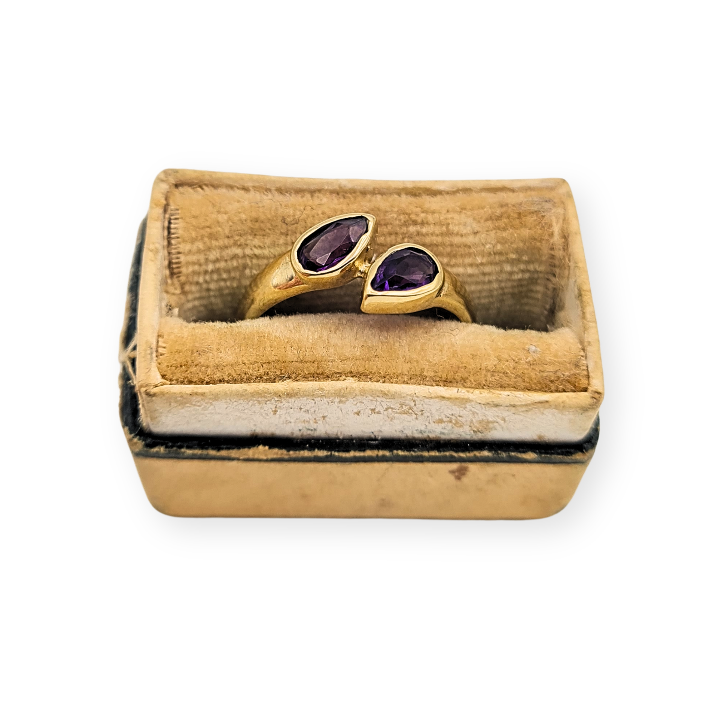 Tiny 9ct Gold Amethyst Twist Ring UK F US 3 Sheffield 1991