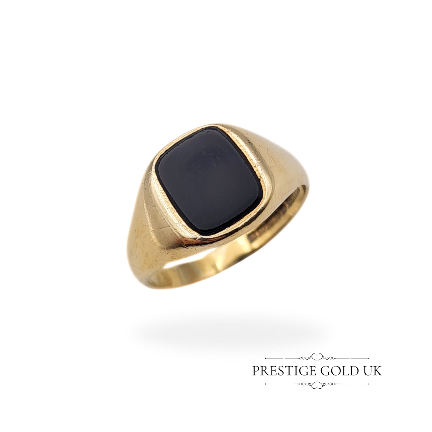 Vintage 9ct Gold Onyx Signet Ring, Fully Hallmarked Birmingham 1970, UK O US 7 1/4 Euro 55