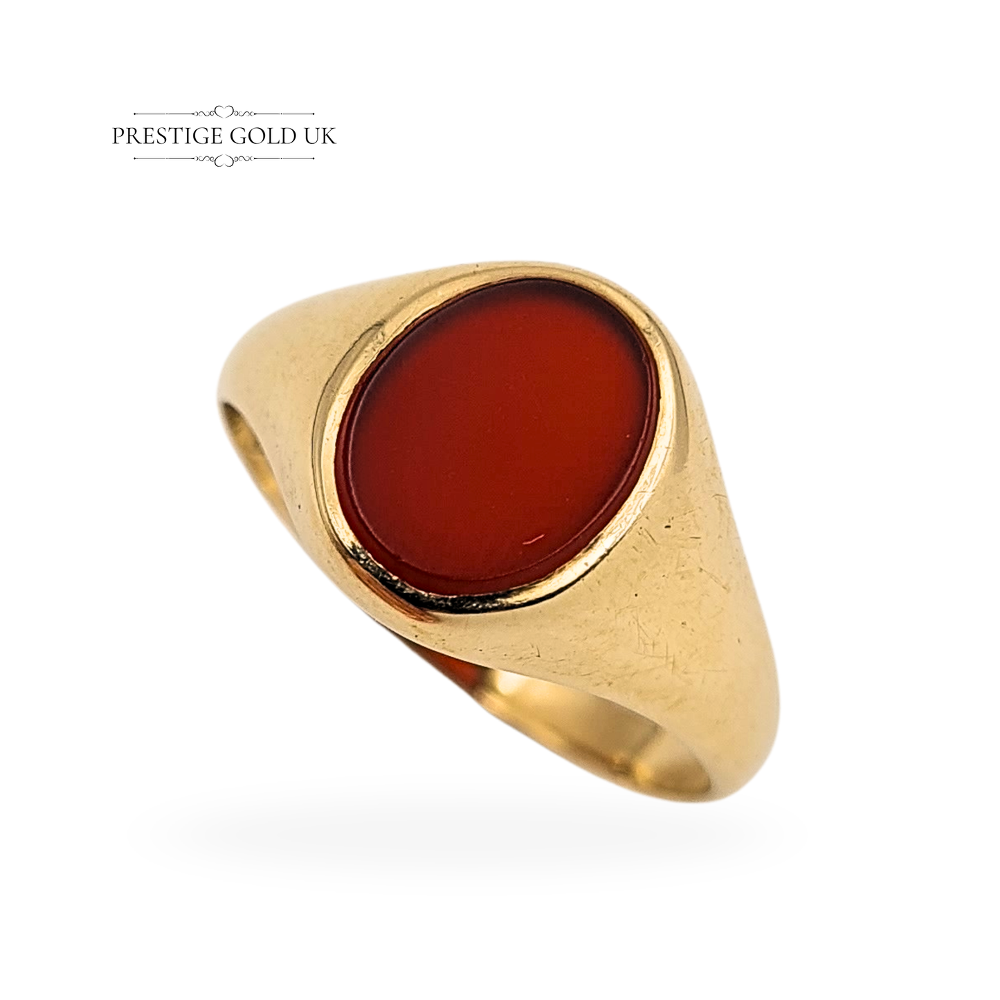 9ct Gold Carnelian Signet Ring, London 1962, UK P 1/2 US 8.