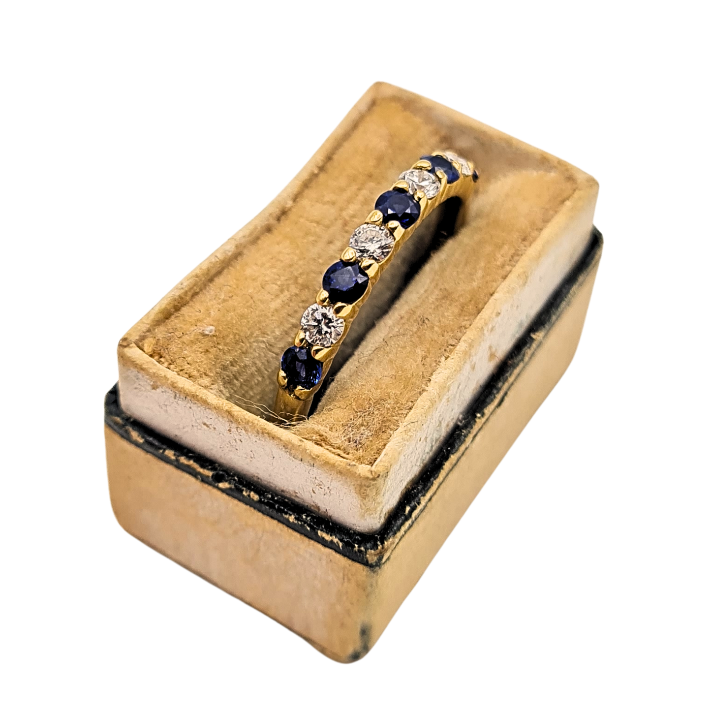 Quality 18ct Gold Sapphire Diamond Eternity Ring 1974 Hallmarked UK N US 6.75