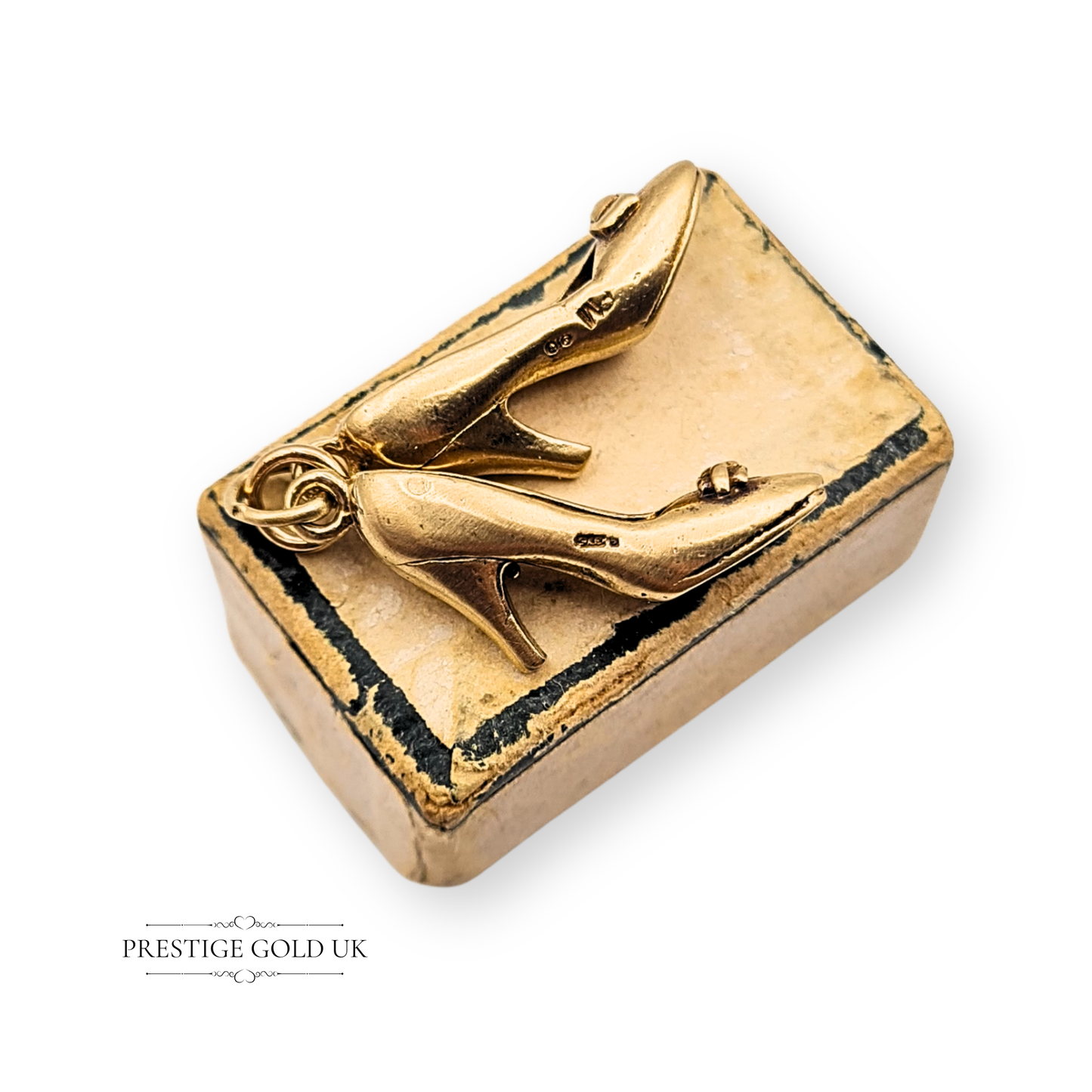 Quality 9ct Gold High Heel Shoes Charm, Large Heavy Vintage Stiletto Shoe Charm