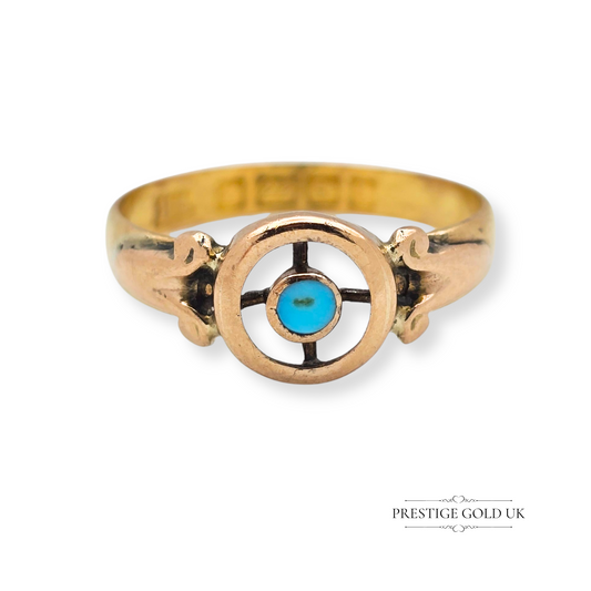 22ct Gold Turquoise Solitaire Ring, Fully Hallmarked Birmingham 1902
