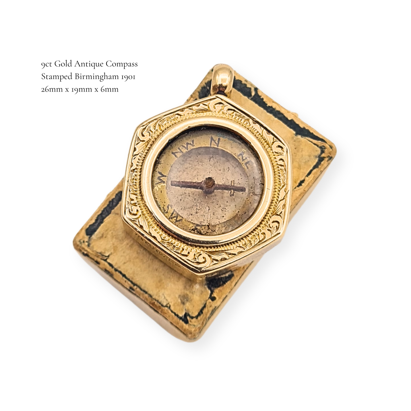 Antique 9ct Gold Compass Pendant Birmingham 1901 Hallmarked