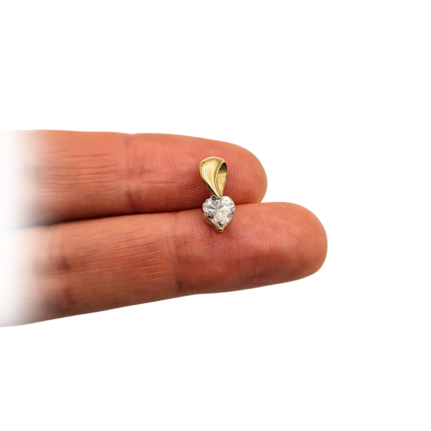 9ct Gold Heart CZ Pendant, Stamped 375, Dainty Love Charm