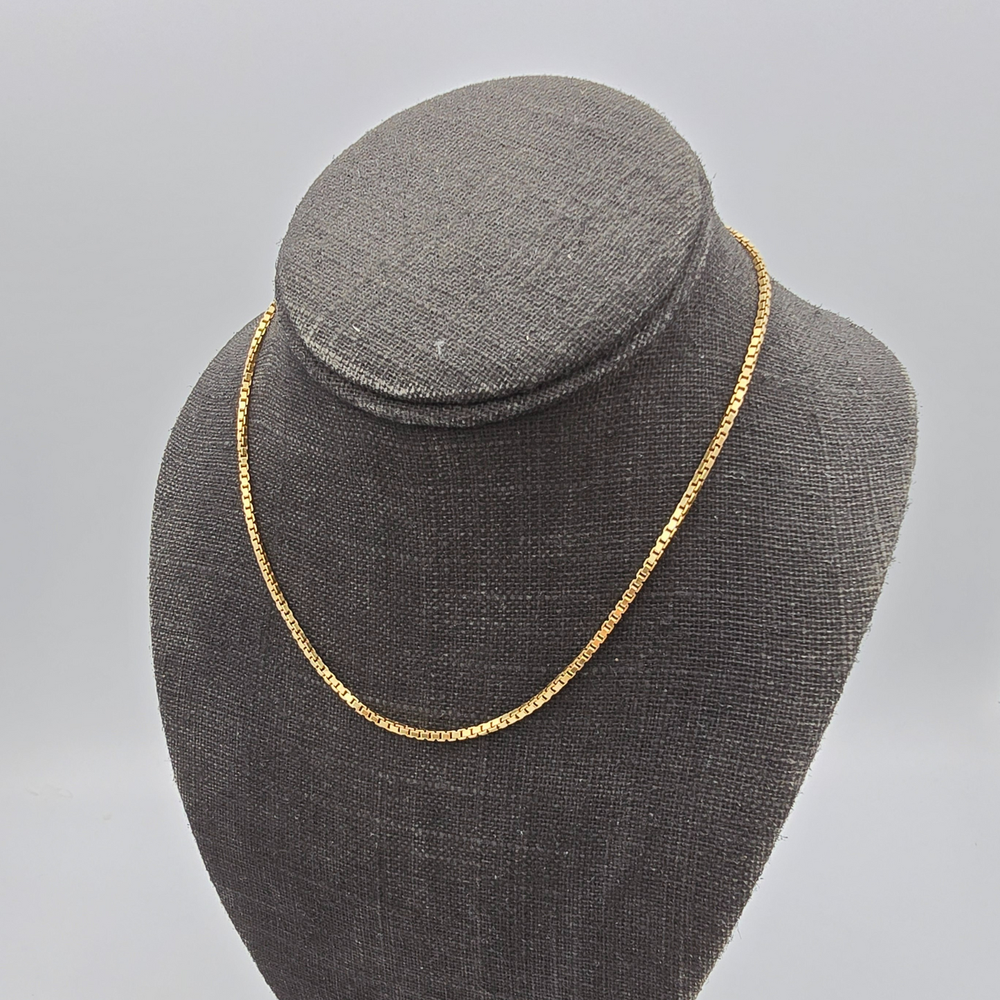 Short 9ct Gold Box Chain Necklace, Chunky Wide Link 15" Long Choker Chain