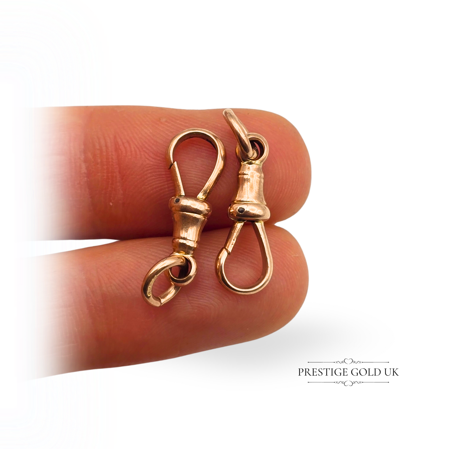 Pair Of Matching Antique 9ct Rose Gold Dog Clip for Albert Chain, With Jump Ring