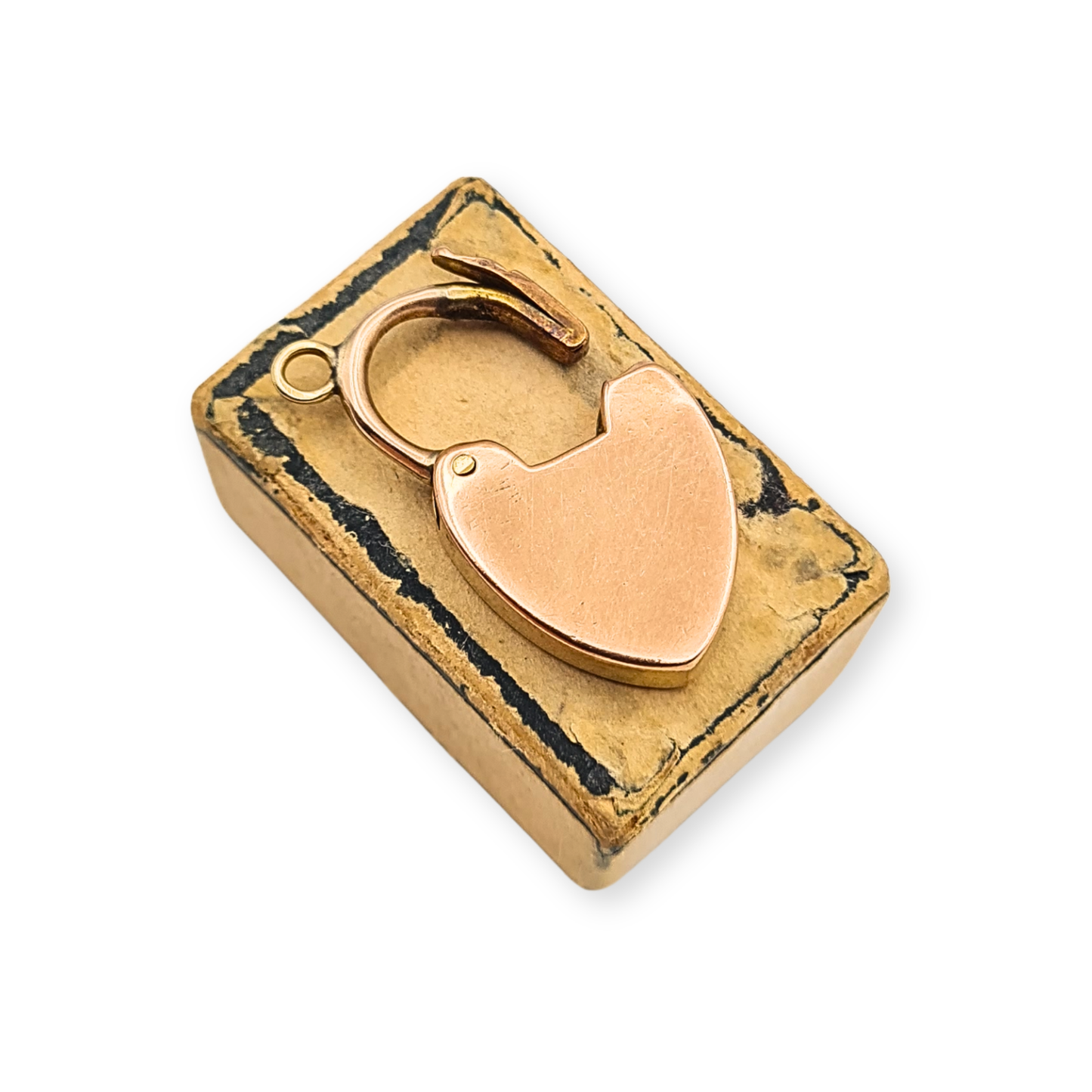 Antique 9ct Rose Gold Heart Padlock Gate Bracelet Clasp Engraved