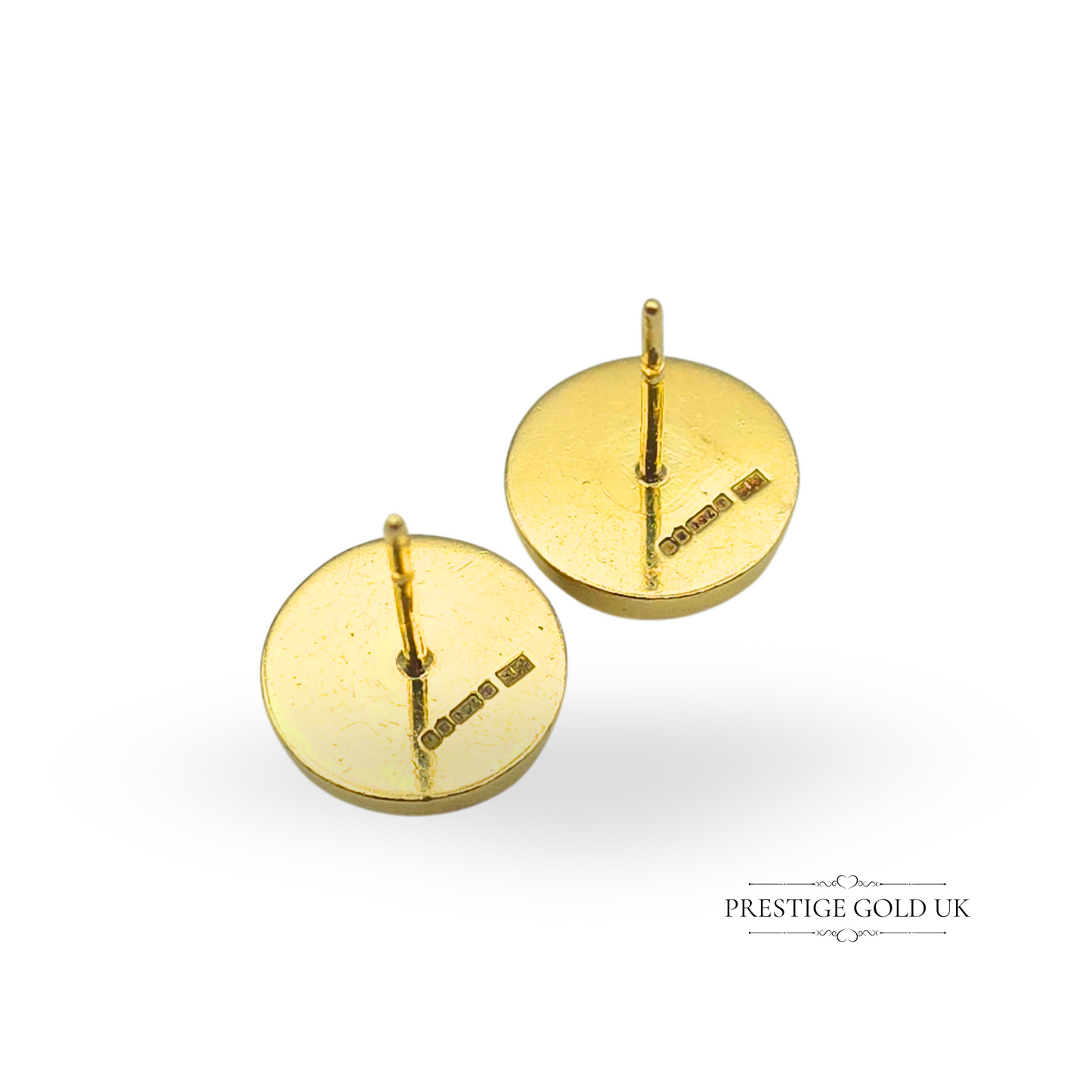 18ct Gold & Diamond Stud Earrings,  Hallmarked, 12mm Large Pebble Design