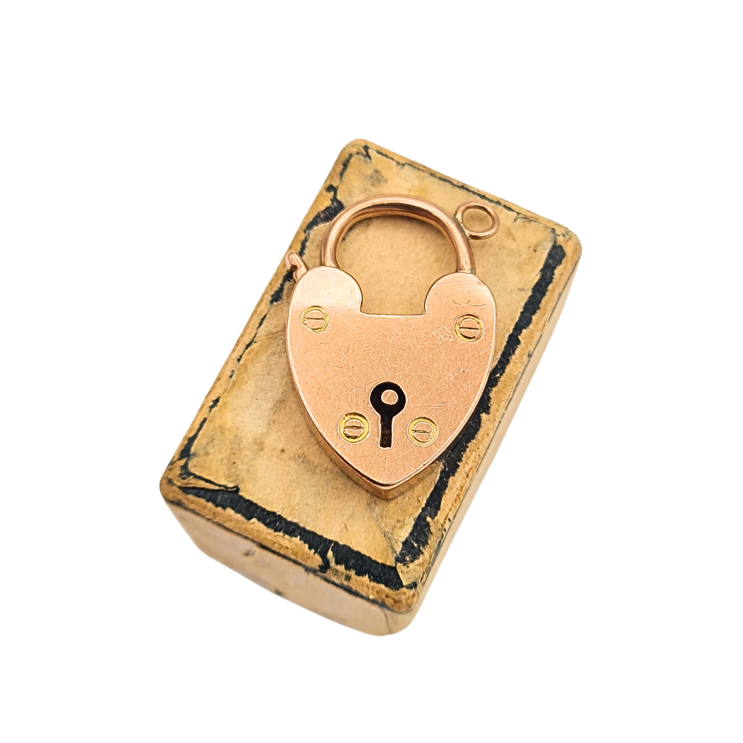 Antique 9ct Gold Heart Padlock Clasp,Rose Gold Clip For Necklace or Bracelet
