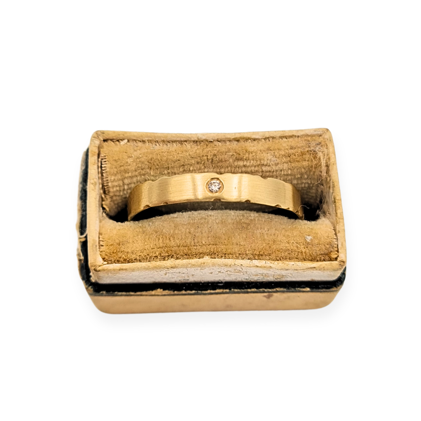 9ct Brushed Gold Diamond Ring,  UK O 1/2, Hallmarked