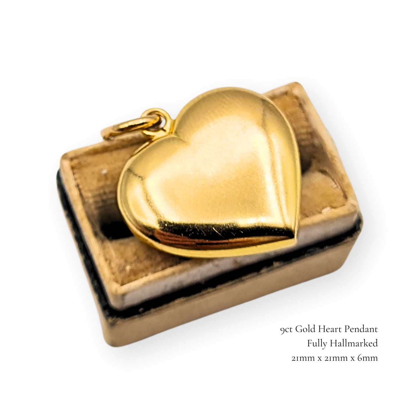 Large 9ct Gold Heart Pendant, Fully Hallmarked, Hollow construction