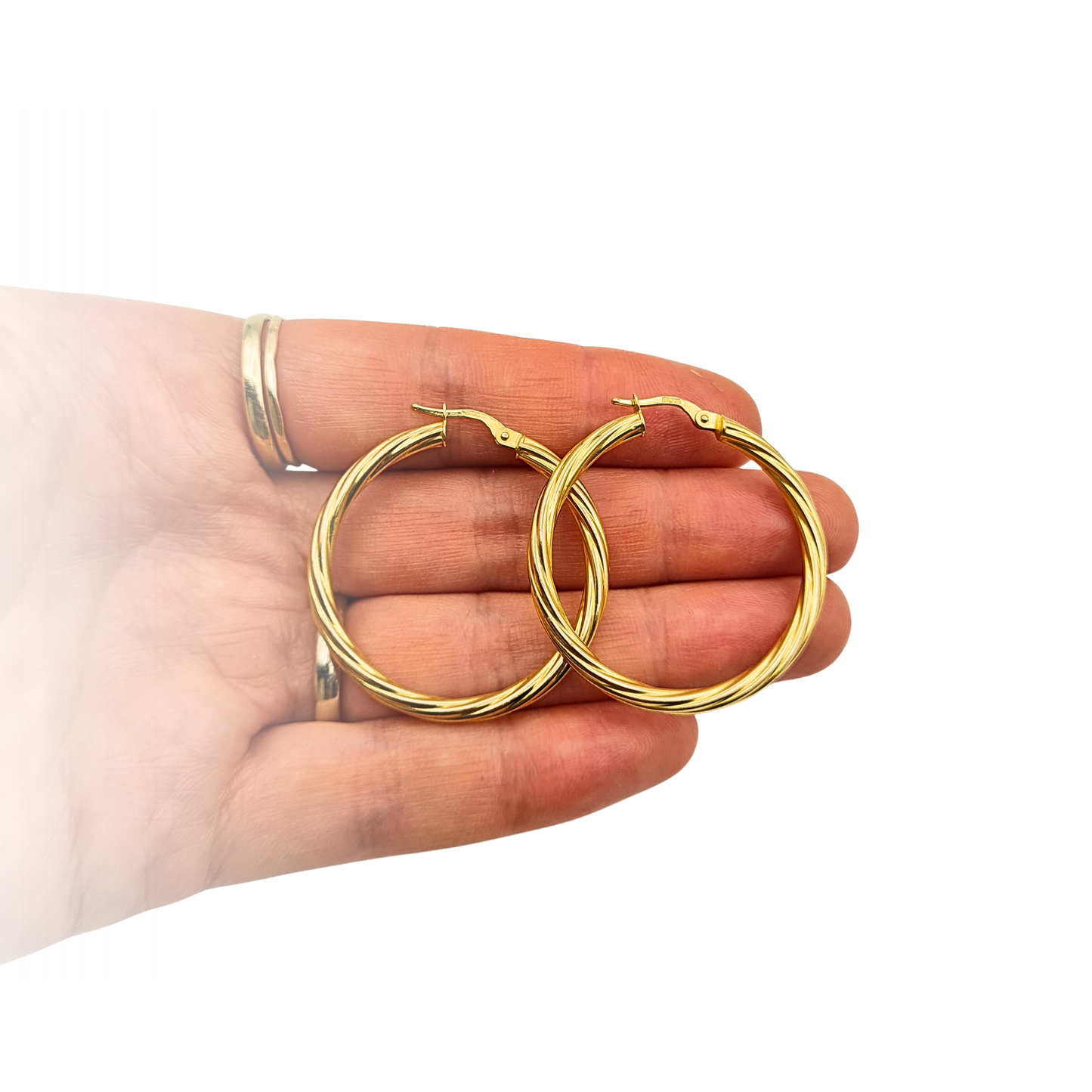Huge 9ct Gold Twist Hoop Earrings 36mm Fully British Hallmarked