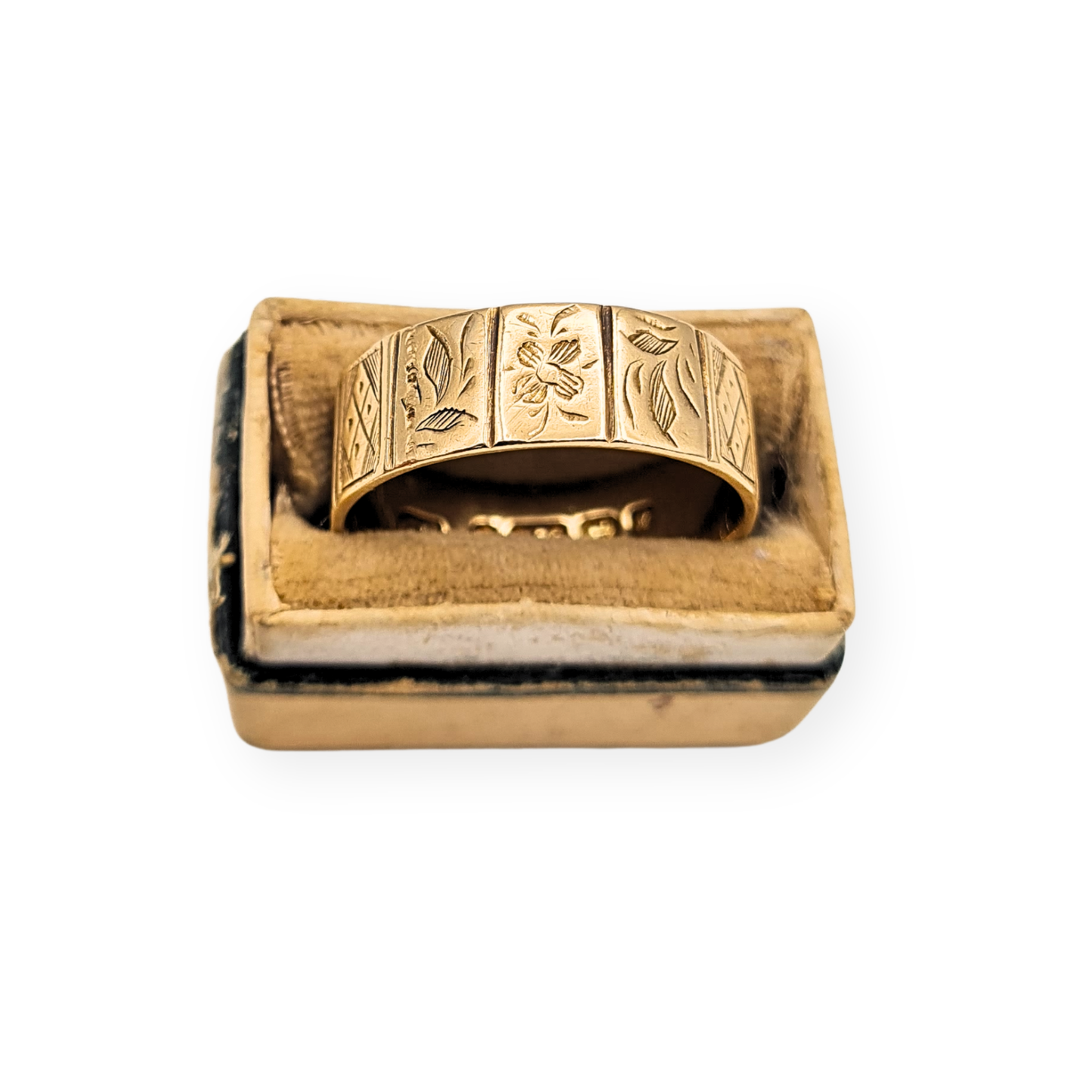 Antique 9ct Gold Floral Panel Ring, Birmingham 1922, P 1/2