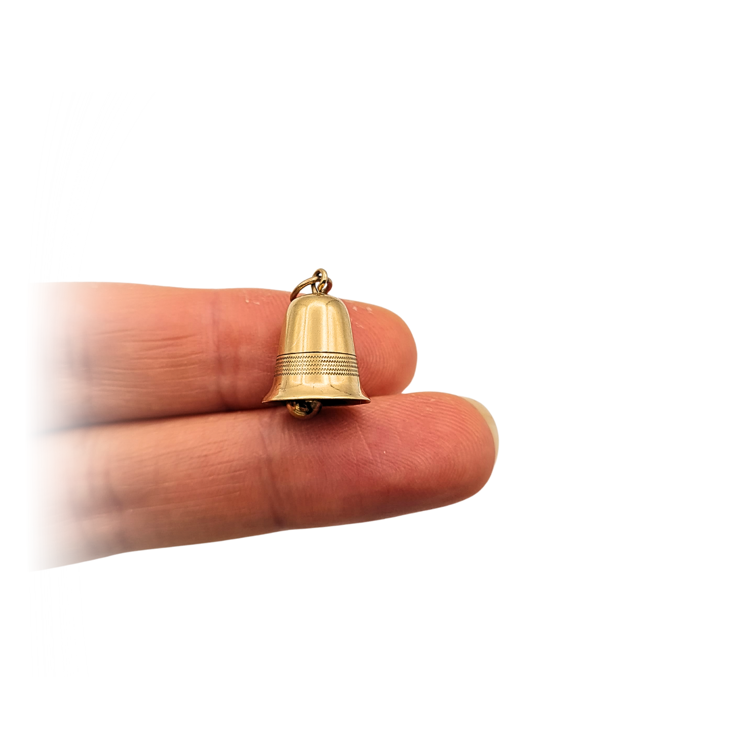 9ct Gold Ringing Bell Charm, Moving Clapper, Fully Hallmarked