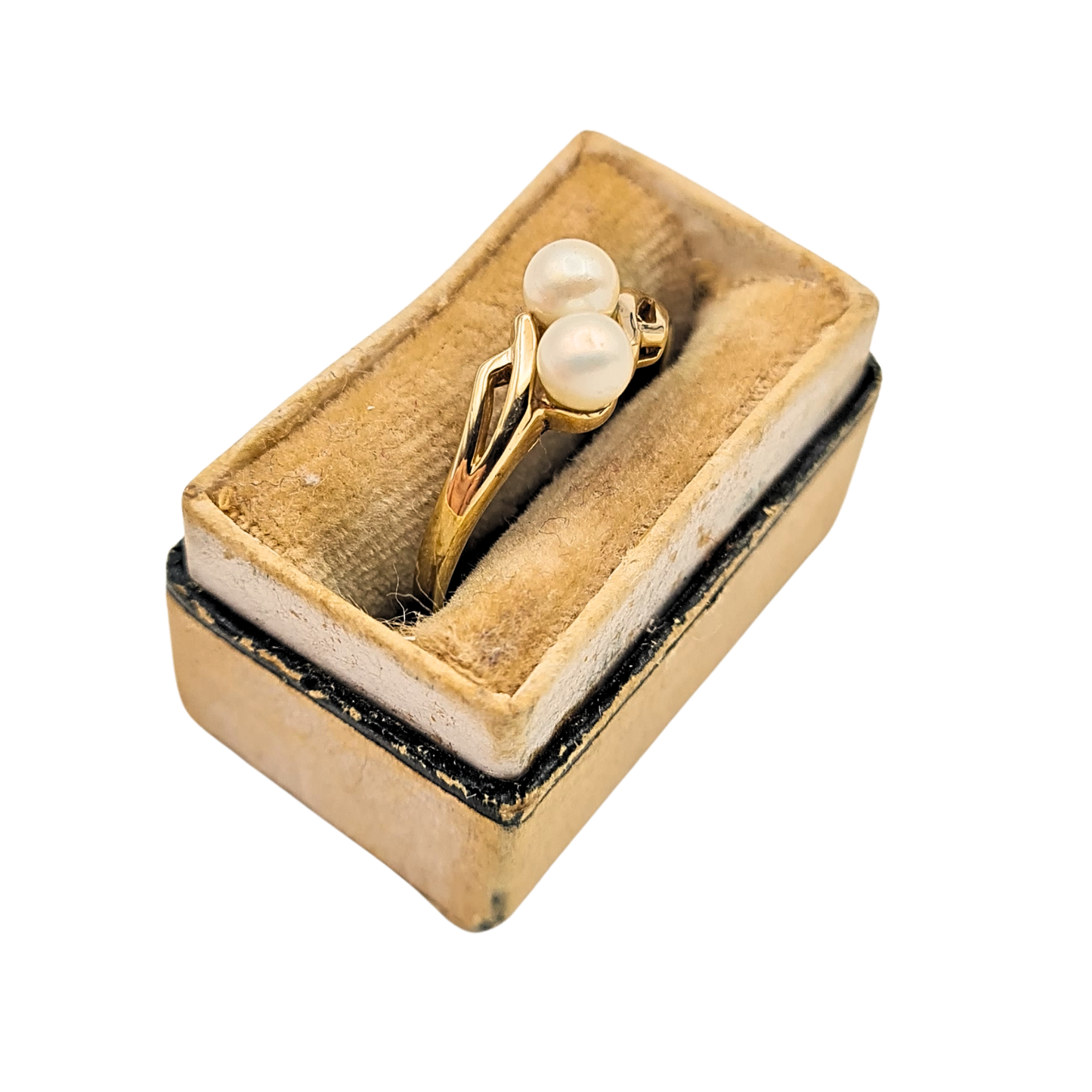 9ct Gold Pearl Ring, Twin Pearl, Size I½ / 4½,