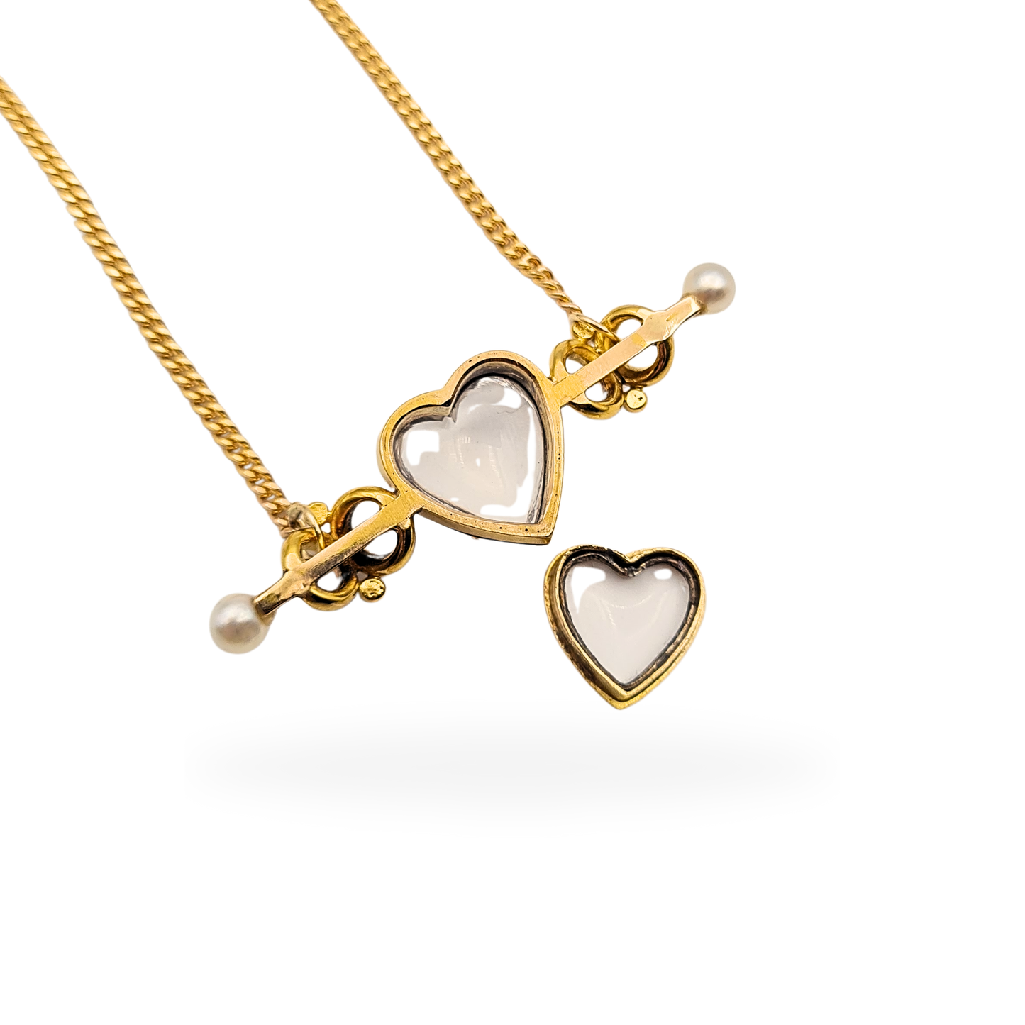 9ct Gold Chain With 15ct Mourning Heart Locket, 17 Inch