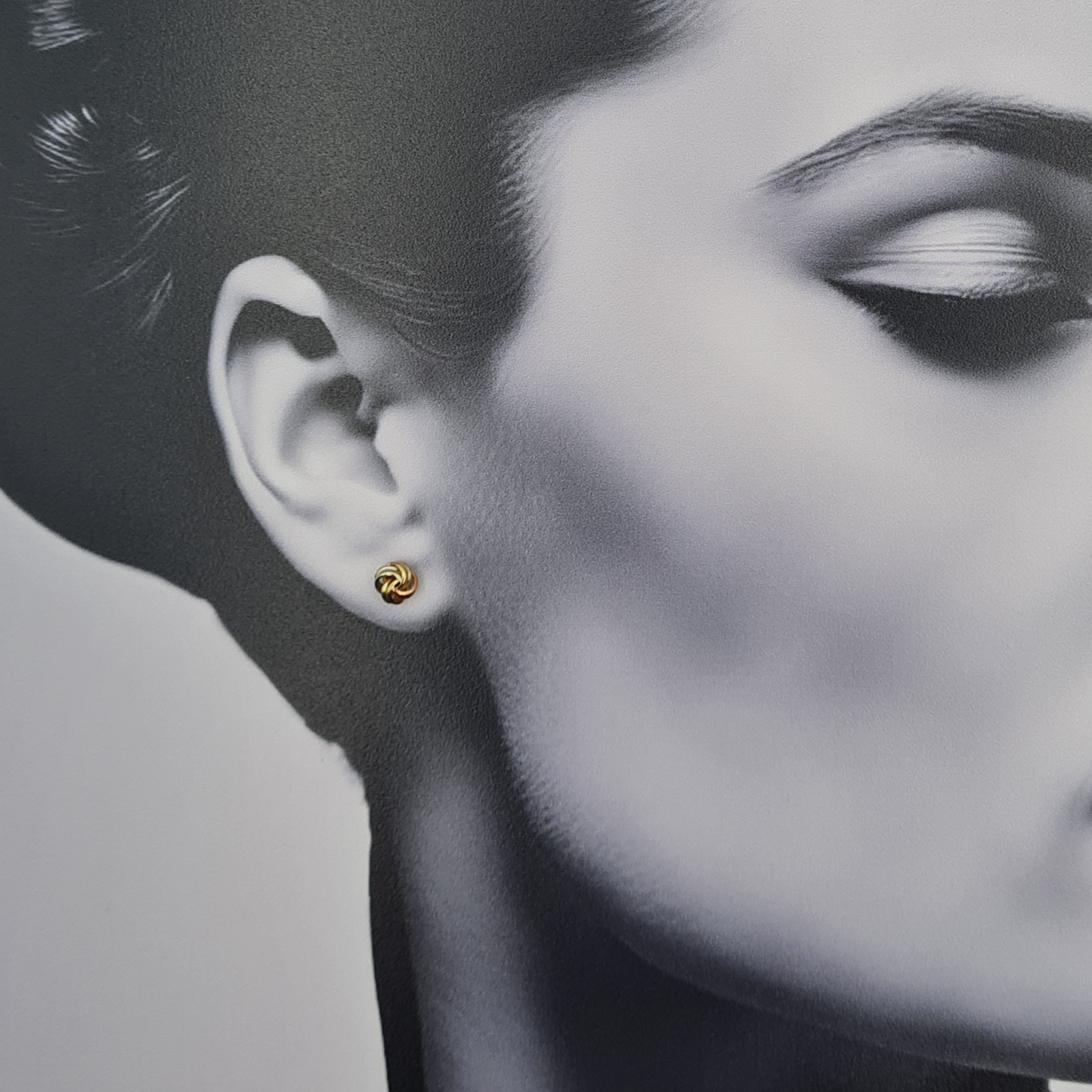 9ct Gold Knot Stud Earrings, Rose & Yellow Two Tone