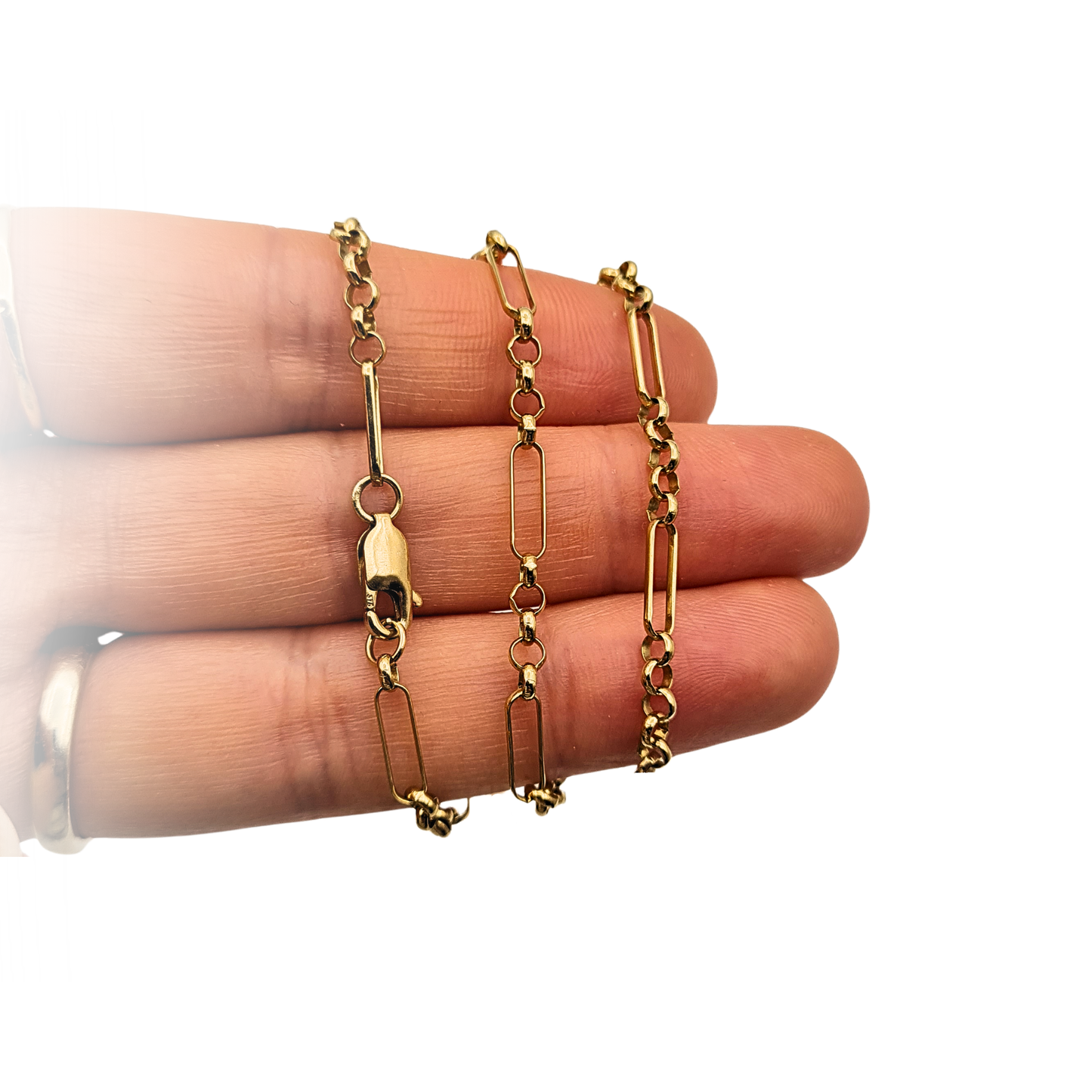 18.5" Gold Paperclip Belcher Chain Necklace 47cm Hallmarked