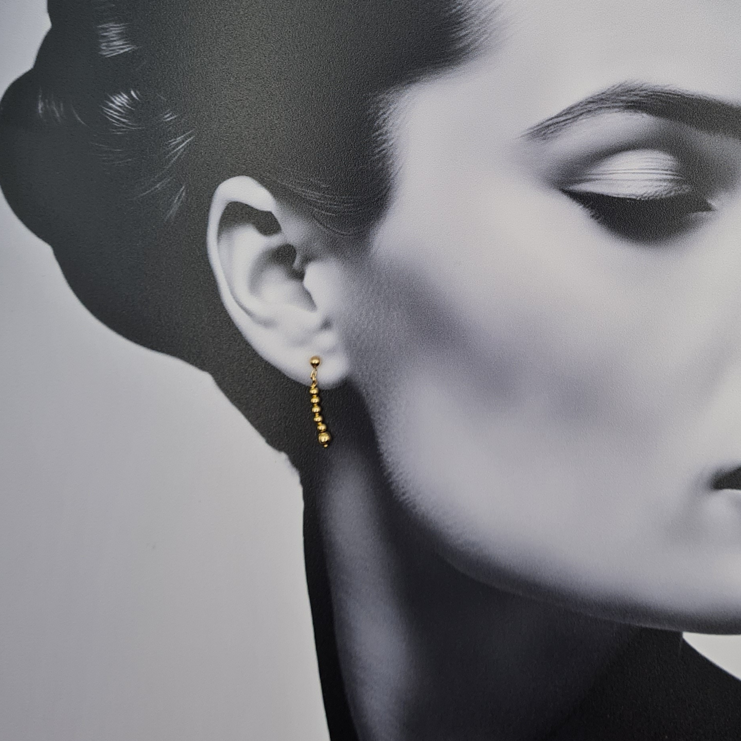 9ct Gold Drop Earrings, Bead Design, With Butterfly Backs