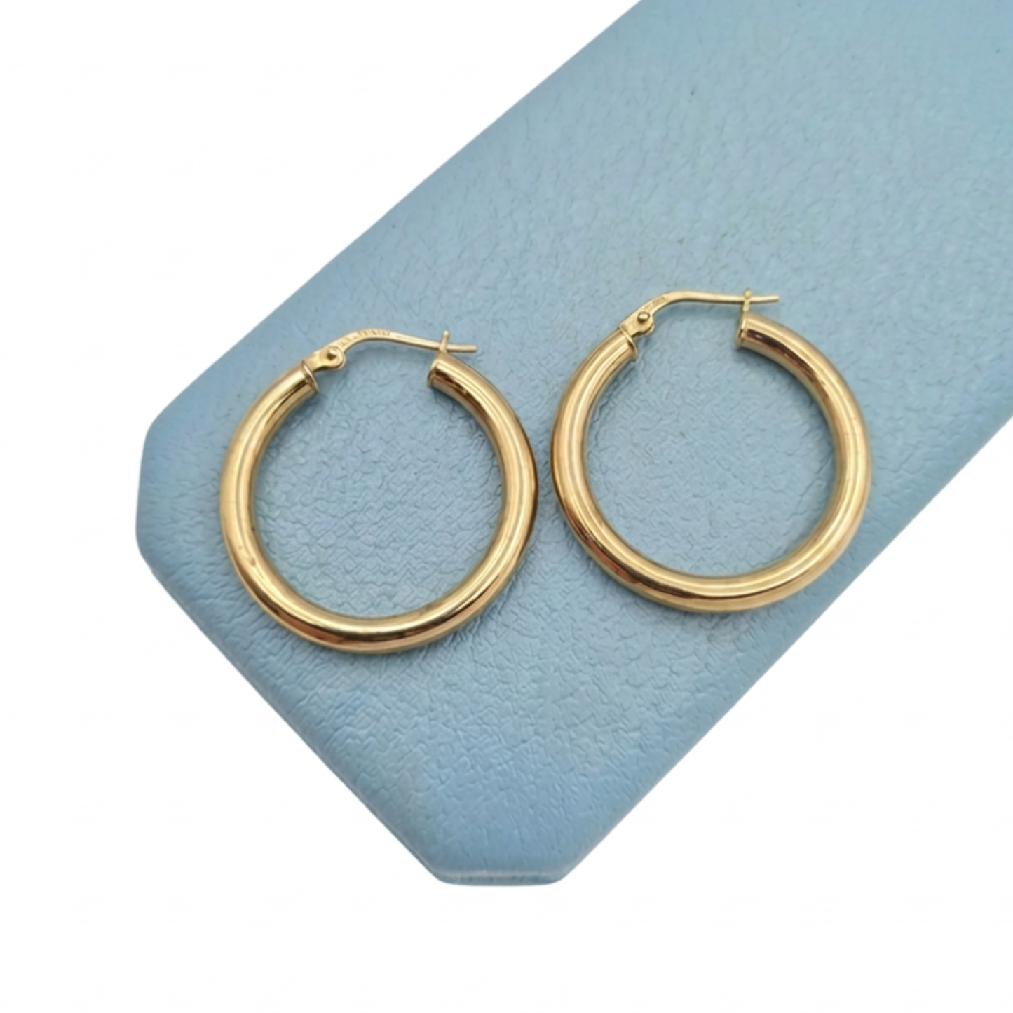 Large 9ct Gold Hoop Earrings Hollow Hoops Flip Top Fasteners 25mm