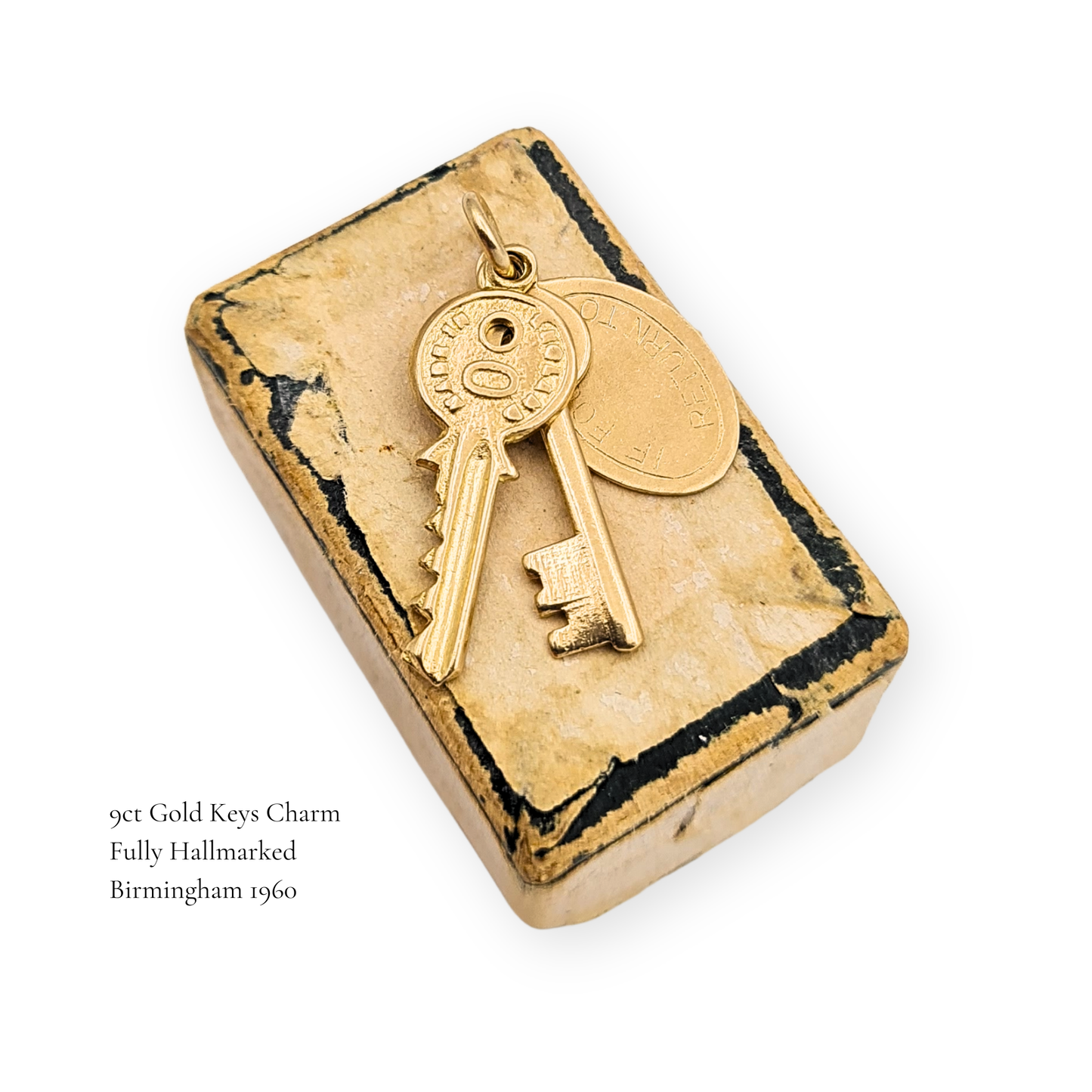 9ct Gold Keys Charm, Birmingham 1960, New Home Gift