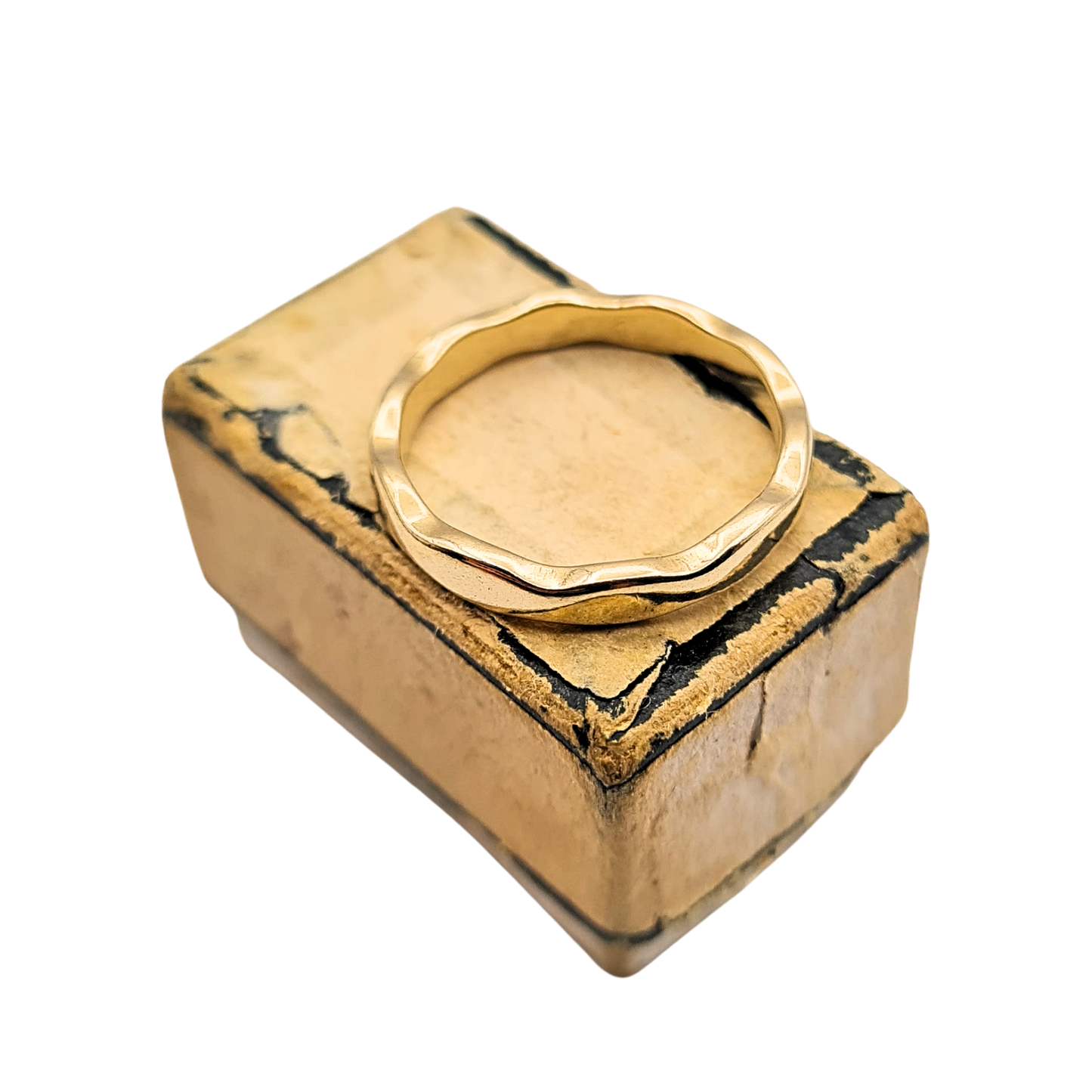 9ct Solid Gold Wavy Stacking Ring, Slim Wedding Band, UK I US 4 1/2