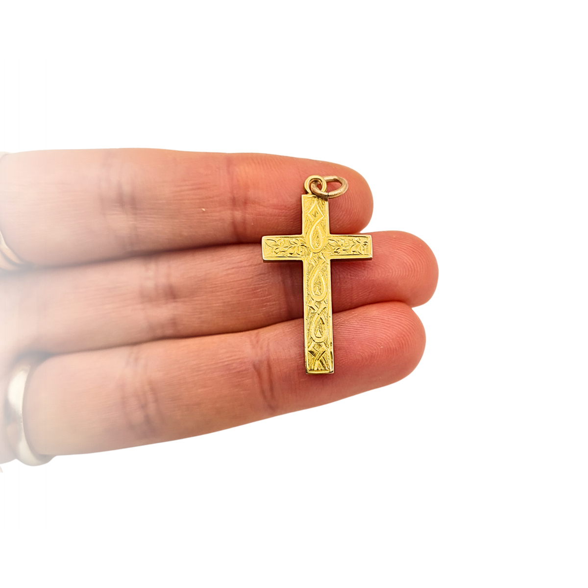 Antique 15ct Gold Hand Engraved Cross Pendant Birmingham 1900 Hallmarked