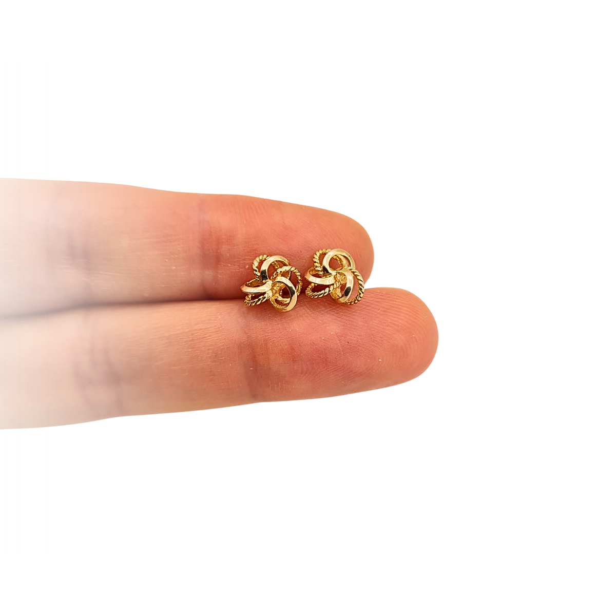 Delicate 9ct Gold Twist Knot Stud Earrings, Textured Woolmark British Hallmarked