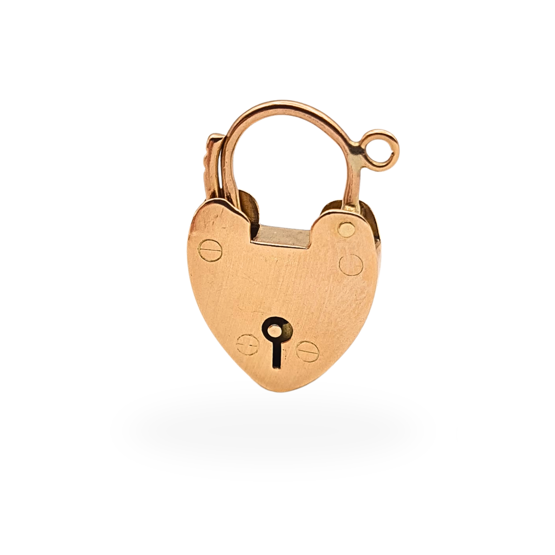 Antique 9ct rose gold heart padlock clasp by W&Co with Birmingham 1896 hallmarks and working opening mechanism.